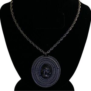 Vintage coiled‎ zipper Silver Pendant Necklace